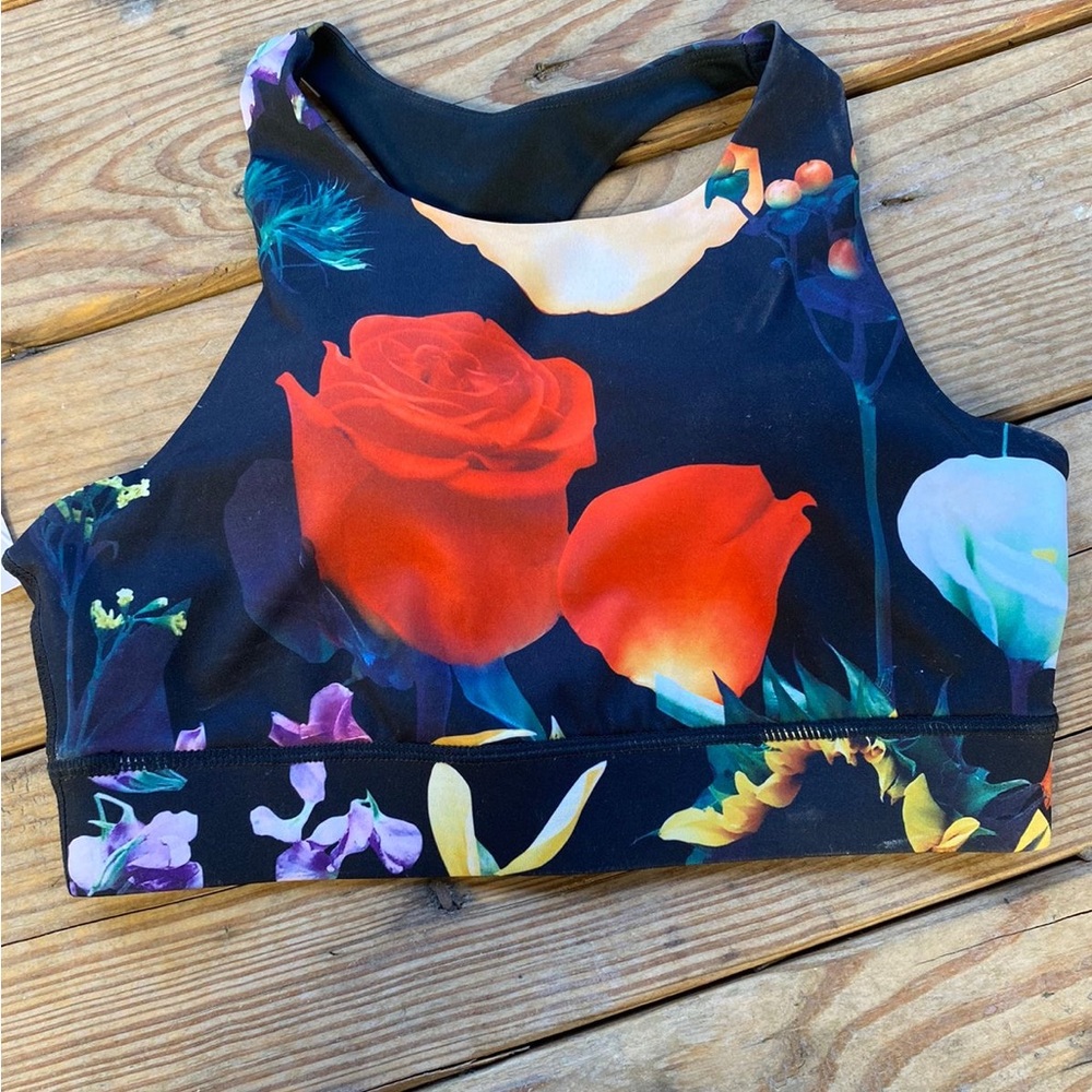 Flower Print Sports Bra Active Wear Sport Crop